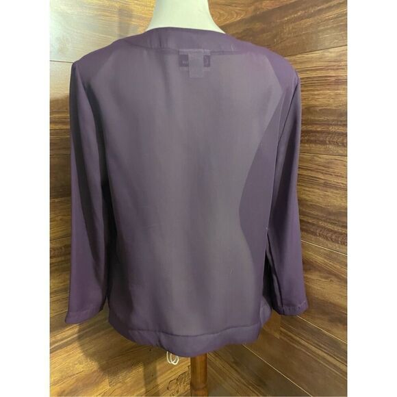 Channa Vintage Semi-Sheer Plum Open Blazer Long Sleeve Size Large - Picture 13 of 13